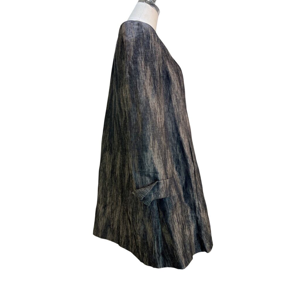 Eileen Fisher Linen Silk Herringbone Shadow Swing Jacket - Picture 5 of 11